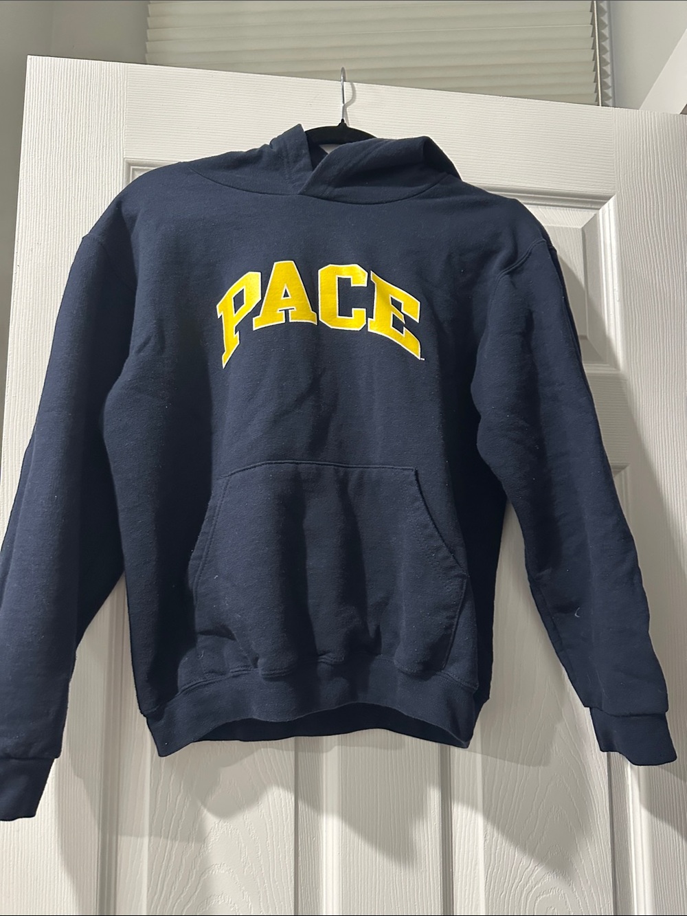 Champion Navy Hoodie with Yellow PACE Arch